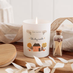 Lets Stay Inside Cosy Autumn Scented Candle Pumpkin Spice Fall Gift for Friends Mum Dad Grandma Birthday Gift Autumn Vibes Home Decoration