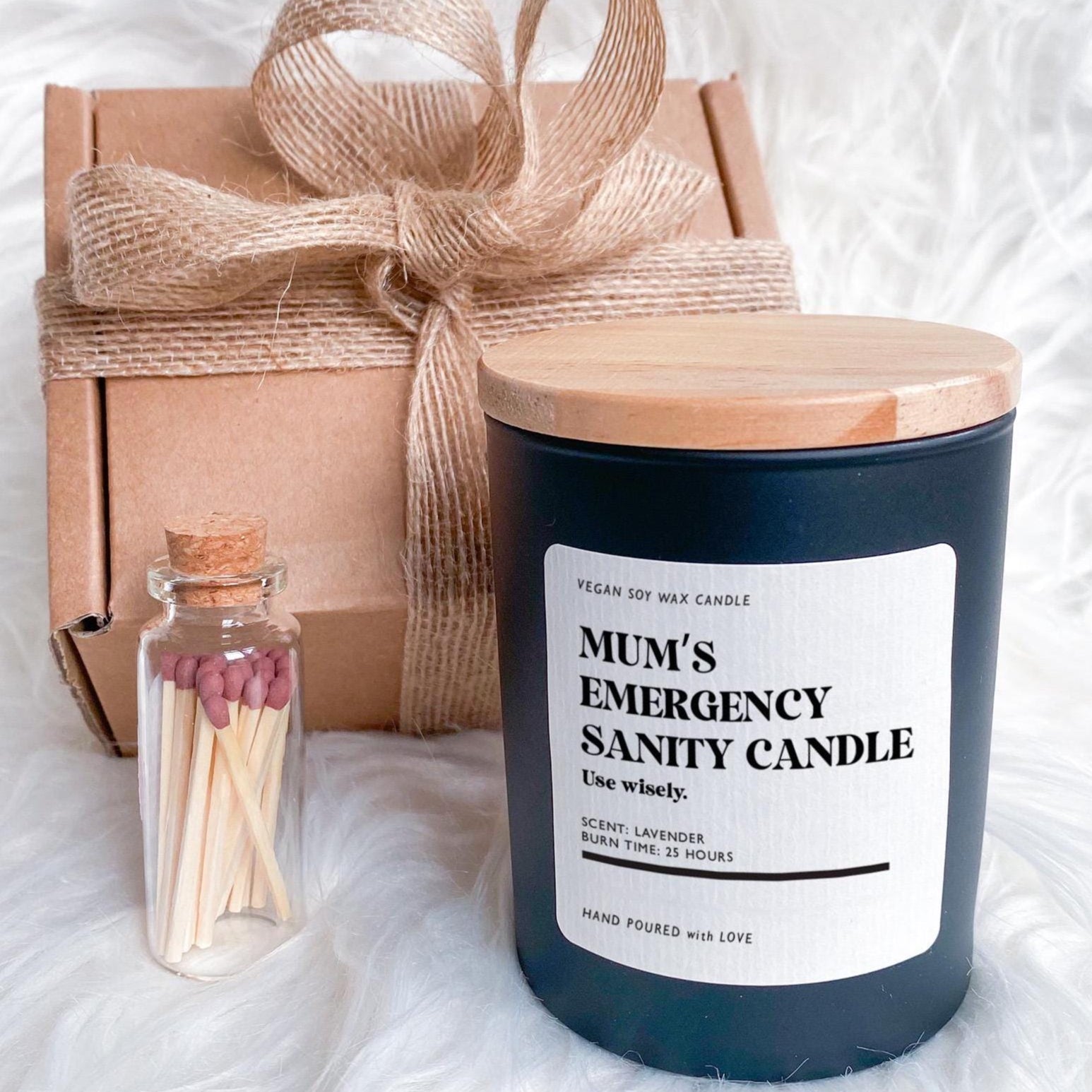 Mum's Emergency Sanity Candle Funny Gift Mother's Day Present for Mummy Mama New Mum Birthday Christmas Vegan Soy Wax Handmade Scented