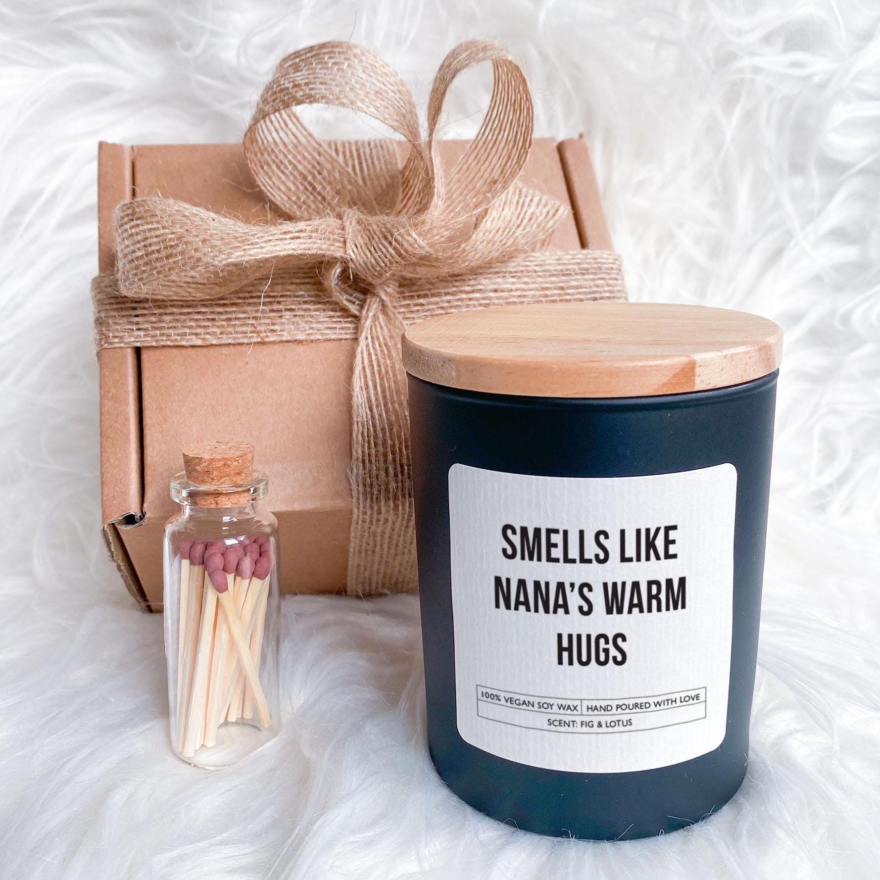 Nana's Warm Hugs Scented Candle Gift for Nan Grandma Nanny Granny Birthday Present Her Mother's Day Christmas Thoughtful Gift Grandmother