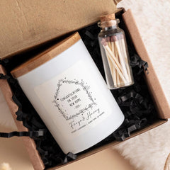 New Home Scented Candle Gift Set Housewarming Present with Personalised Name and Date Cosy Keepsake for Couple Friend Family Vegan Soy Wax