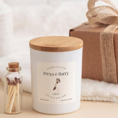 New Home Scented Candle Gift with Key Design Personalised Housewarming Keepsake for Couple Friend or Family Cosy Home Decor Present