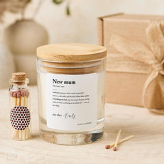 New Mum Candle Gift with Name Thoughtful Personalised Baby Shower Keepsake Birth First Mother’s Day Vegan Soy Wax Gift Set