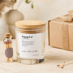 Newly Engaged Candle Gift Funny Engagement Definition Keepsake for Bride and Groom or Couple with Names Engaged AF Engagement Party Present