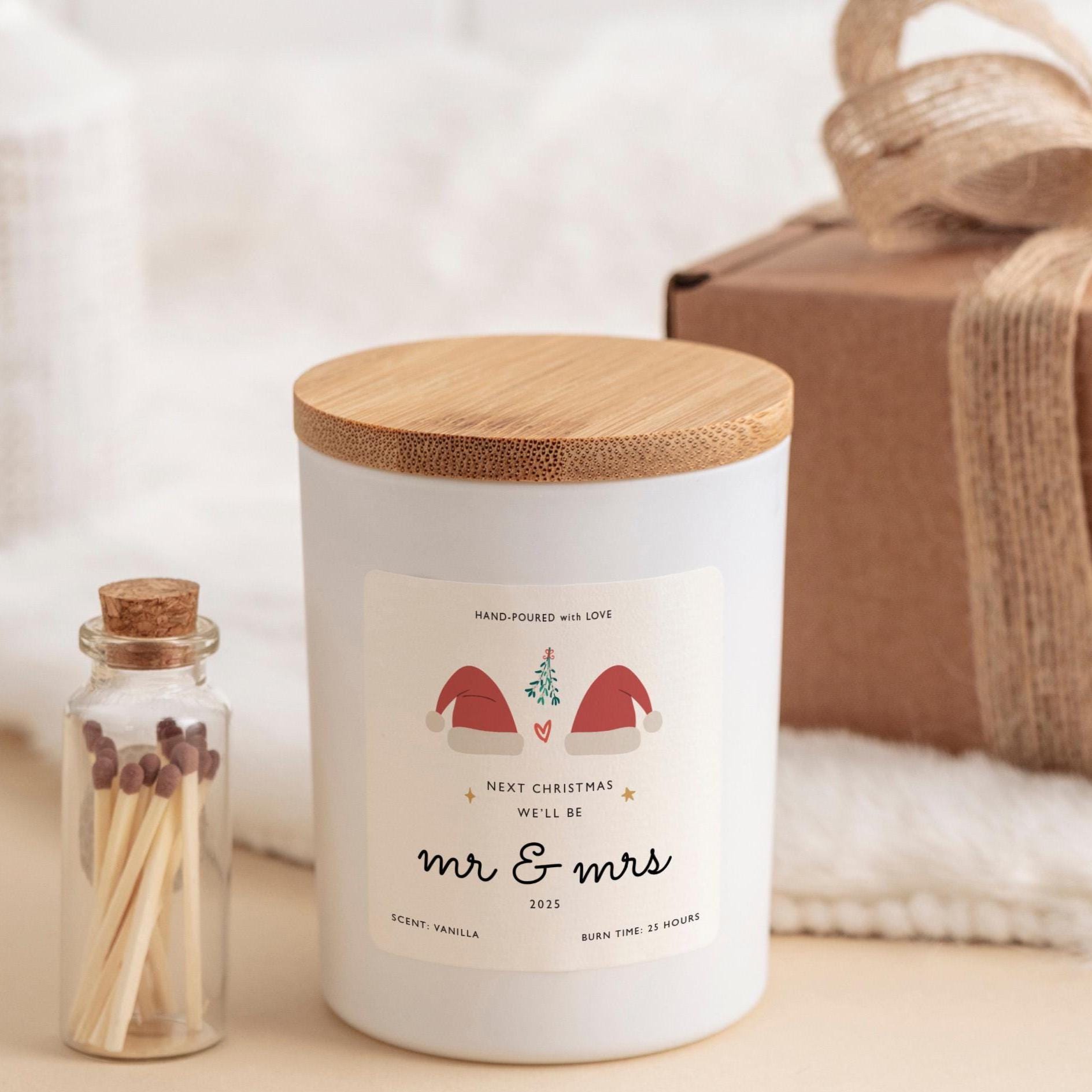 Next Christmas We’ll Be Mr & Mrs Candle Gift Set Custom Engagement Gift for Couple with Names and Year for Fiancé Fiancée