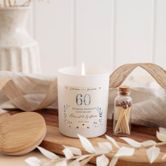 Personalised 60th Diamond Wedding Anniversary Scented Candle Unique 60 Anniversary Gift for Parents Grandparents Couple with Names & Date