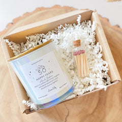 Personalised Anniversary Candle Gift for a Couple Wedding Anniversary Present for Wife Girlfriend 10 20 30 40 50 Happy Golden Years