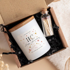 Personalised Anniversary Candle Gift with Couple’s Initials Custom Soy Wax Keepsake Present for Husband Wife or Partner 1st 2nd 3rd 4th 5th