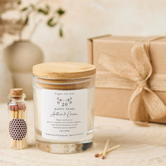 Personalised Anniversary Gift Vegan Candle Happy Years Keepsake with Custom Names and Message Present for Husband, Wife or Couple