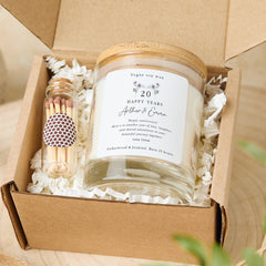 Personalised Anniversary Gift Vegan Candle Happy Years Keepsake with Custom Names and Message Present for Husband, Wife or Couple