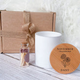 Personalised Birth Flower Candle, Birthday Gift for January February March April May June July August September October November December