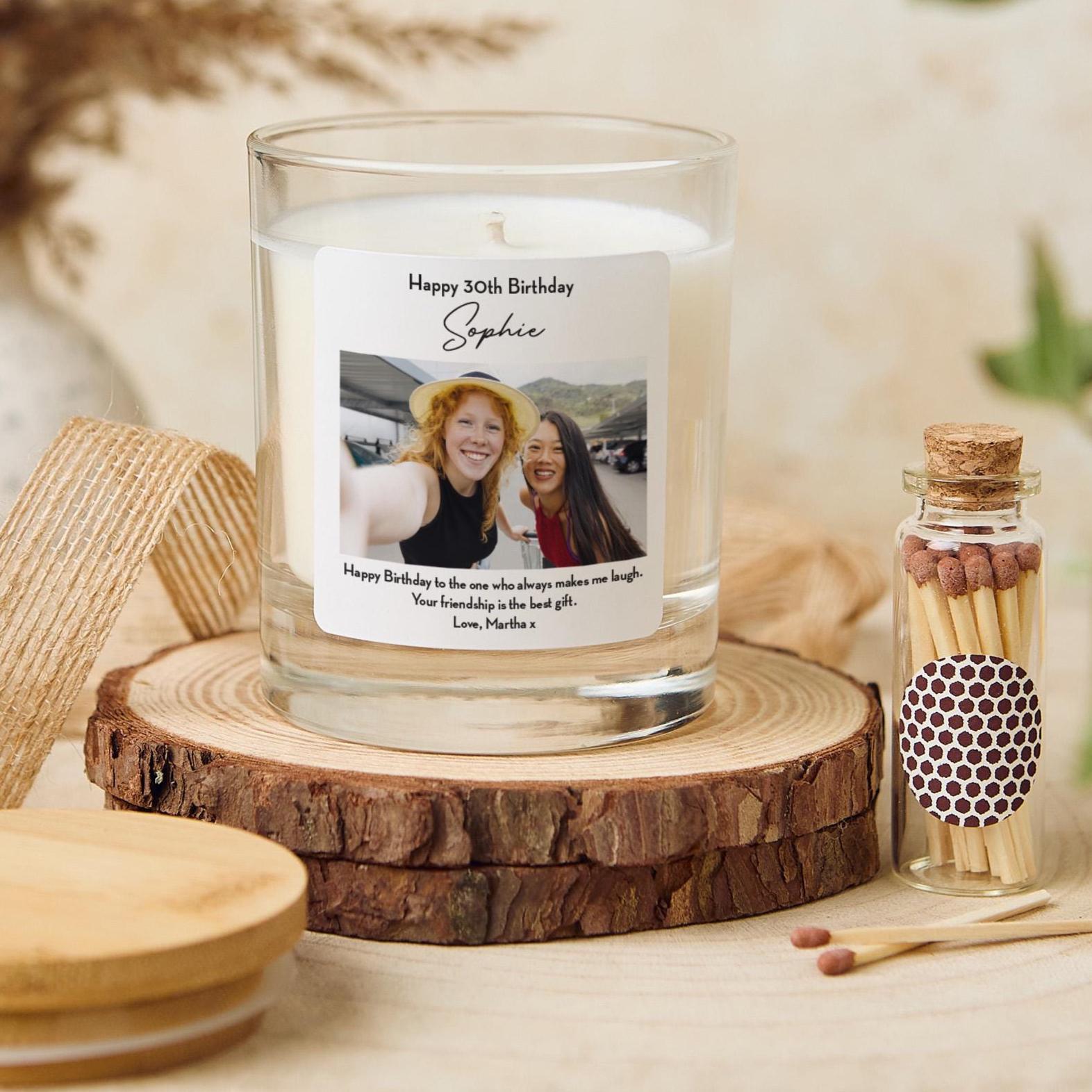 Personalised Birthday Candle Gift with Photo and Custom Message for Her Colleague Friend