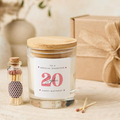 Personalised Birthday Gift for Daughter Scented Candle Gift Set with Name Age for Her with Wooden Lid Keepsake 16th 18th 20th 21st Present