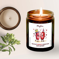 Personalised Birthday Scented Candle with Name, You Are My Favourite Bean, Gift for Her Him, Funny Birthday Present Women Girl Teenage