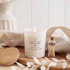 Personalised Candle Gift for Couple Wedding Engagement Anniversary or Valentine's Day Keepsake to Celebrate Love Bride Groom Present