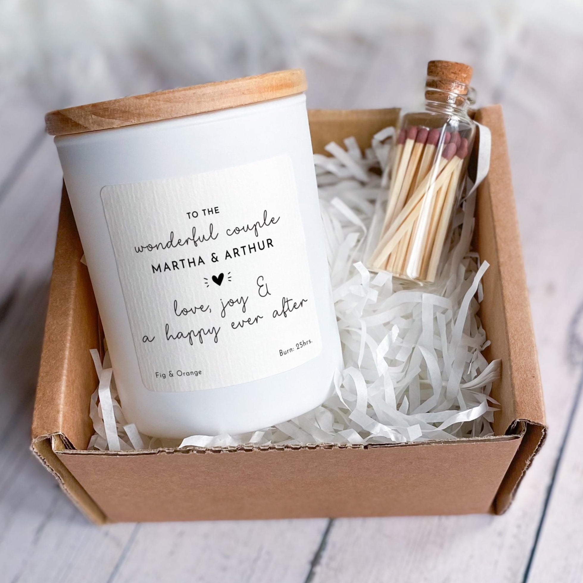 Personalised Candle Gift for Couple Wedding Engagement Anniversary or Valentine's Day Keepsake to Celebrate Love Bride Groom Present