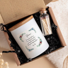 Personalised Candle Gift for Friend – Thoughtful Floral Poem Keepsake for Her – Birthday Christmas or Thank You Present Vegan Soy Wax Candle