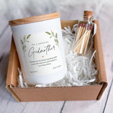 Personalised Candle Gift Set for Godmother Thank You Gift with Name Christening Baptism Present for God Mother Birthday Christmas Vegan Gift