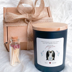 Personalised Candle Set with Couple Names You Are My Penguin Gift for Wife Her Husband Girlfriend Fiance Valentine's Day Birthday Christmas