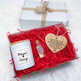 Personalised Candle Set with Wooden Heart with couple names Gift for her him Valentines Day Christmas Birthday Wife Girlfriend Fiancee