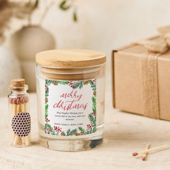 Personalised Christmas Candle Gift for Her with Name Festive Holiday Present for Mum Friend Employee Colleague Sister Teacher Grandma Auntie