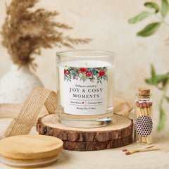 Personalised Christmas Candle Gift for Her with Name Floral Festive Design Cosy Holiday Present for Her Family Friend Home Decor