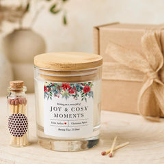 Personalised Christmas Candle Gift for Her with Name Floral Festive Design Cosy Holiday Present for Her Family Friend Home Decor