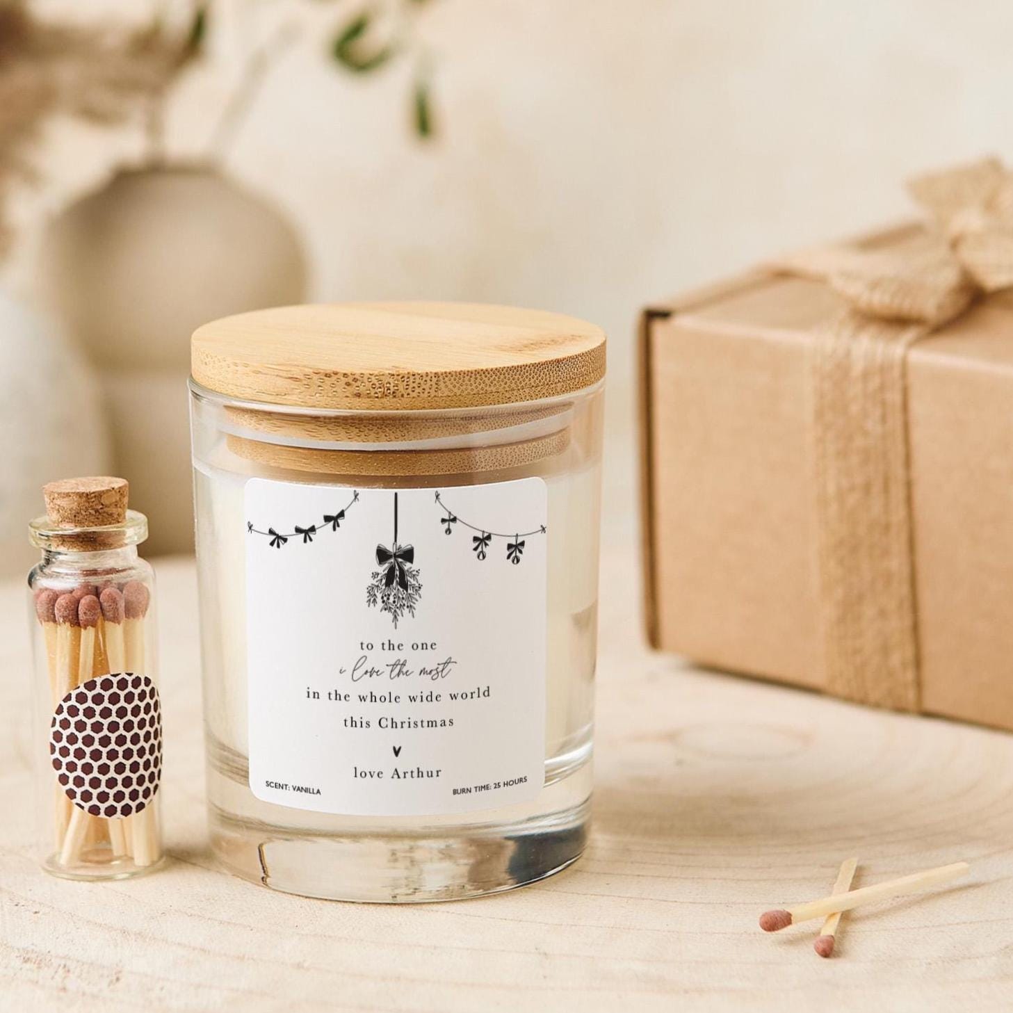 Personalised Christmas Candle Gift – To the One I Love the Most Keepsake for Partner Boyfriend Girlfriend Wife Husband Fiancee Vegan Soy Wax