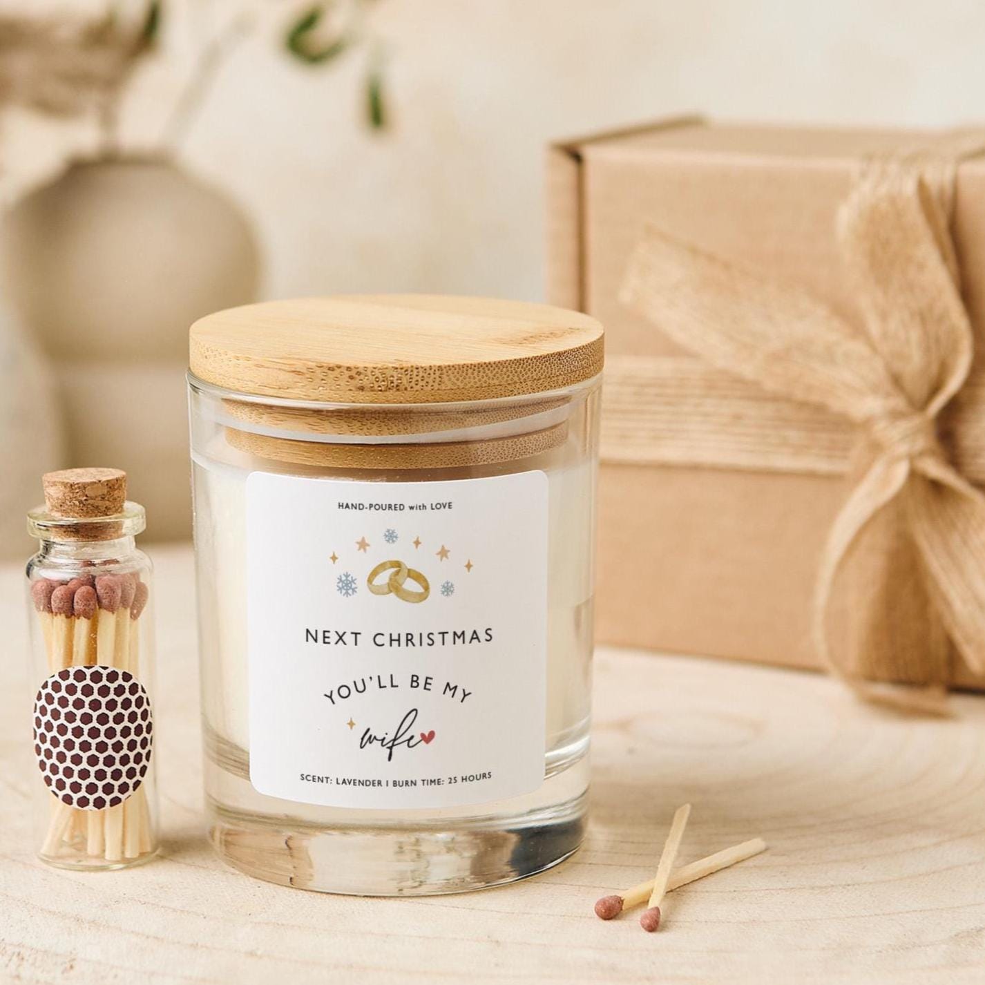 Personalised Christmas Engagement Candle Gift for Fiancée Next Christmas You’ll Be My Wife Proposal Keepsake for Bride - to - Be