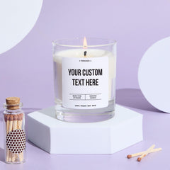 Personalised Custom Candle Gift Create Your Message Unique Keepsake for Wedding Christmas Birthday Father's Day Mother's Day Vegan Your Text