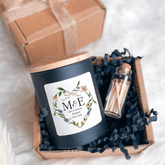 Personalised Engagement candle for couple with initials names and date Engaged Spring Flower Vegan Gift Soy Wax Scented Mr Mrs On Your Day