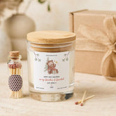 Personalised First Christmas as Grandma and Grandad Gift Vegan Soy Wax Candle Free Gift Box and Mini Matches Jar