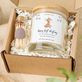 Personalised First Christmas Candle Gift for Auntie and Uncle with Baby's Name Vegan Soy Wax - Free Gift Package and Mini Matches Jar