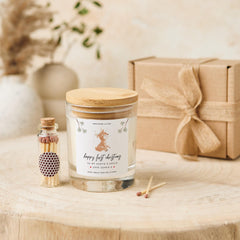 Personalised First Christmas Candle Gift for Auntie and Uncle with Baby's Name Vegan Soy Wax - Free Gift Package and Mini Matches Jar