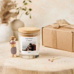 Personalised First Christmas Engaged Candle Gift with Photo 1st Xmas Engagement Gift for Fiancee Fiance