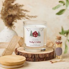 Personalised First Christmas in New Home Candle Gift Vegan Soy Wax Free Gift Package and Mini Matches Jar