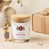 Personalised First Christmas in New Home Candle Gift Vegan Soy Wax Free Gift Package and Mini Matches Jar
