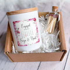 Personalised Floral Engagement Candle Gift Custom Calendar Design Gift for Her Couple Daughter Fiance Friend Romantic Scented Vegan Soy Wax