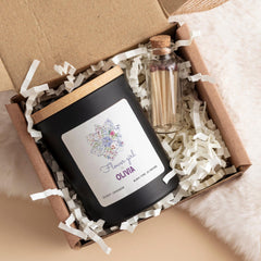 Personalised Flower Girl Scented Candle Wedding Flower Girl Thank You Gift for Her with Name Floral Label FREE Gift Box & Mini Matches