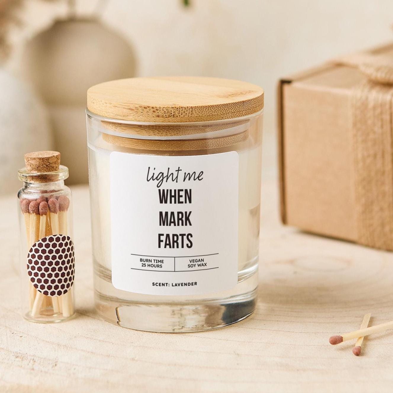 Personalised Funny Candle Gift for Husband, Boyfriend or Housemate Cheeky Birthday or Joke Present for Men Vegan Soy Wax Humour Keepsake