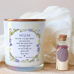 Personalised Gift for Mum on Mother's Day Christmas Mum's Birthday Luxurious Floral Design Candle Thoughtful Keepsake for Mummy