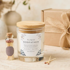 Personalised Godfather Thank You Gift Scented Candle Gift Set Keepsake for Godparent on Christening Thank You God Father Appreciation