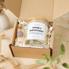 Personalised Godmother Proposal Scented Candle Gift Set Keepsake for Godparent on Christening Thank You Appreciation Gift And Matches