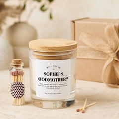 Personalised Godmother Proposal Scented Candle Gift Set Keepsake for Godparent on Christening Thank You Appreciation Gift And Matches