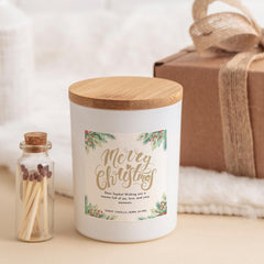 Personalised Merry Christmas Candle FREE GIFT BOX Vegan Soy Wax Candle with Matches Custom Xmas Present for Her or Him