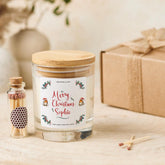 Personalised Merry Christmas Candle Gift for Her Mum Nanny Friend Colleague Employe Vegan Soy Wax - Free Gift Package and Mini Matches Jar