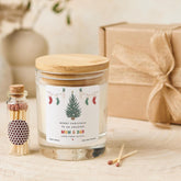 Personalised Merry Christmas Candle Gift Set for Mum & Dad Vegan Soy Wax Candle Free Gift Package and Mini Matches Jar