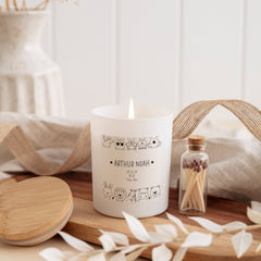 Personalised new baby scented candle with date time and weight Cute animal design Baby boy girl New Baby Congratulations Gift keepsake