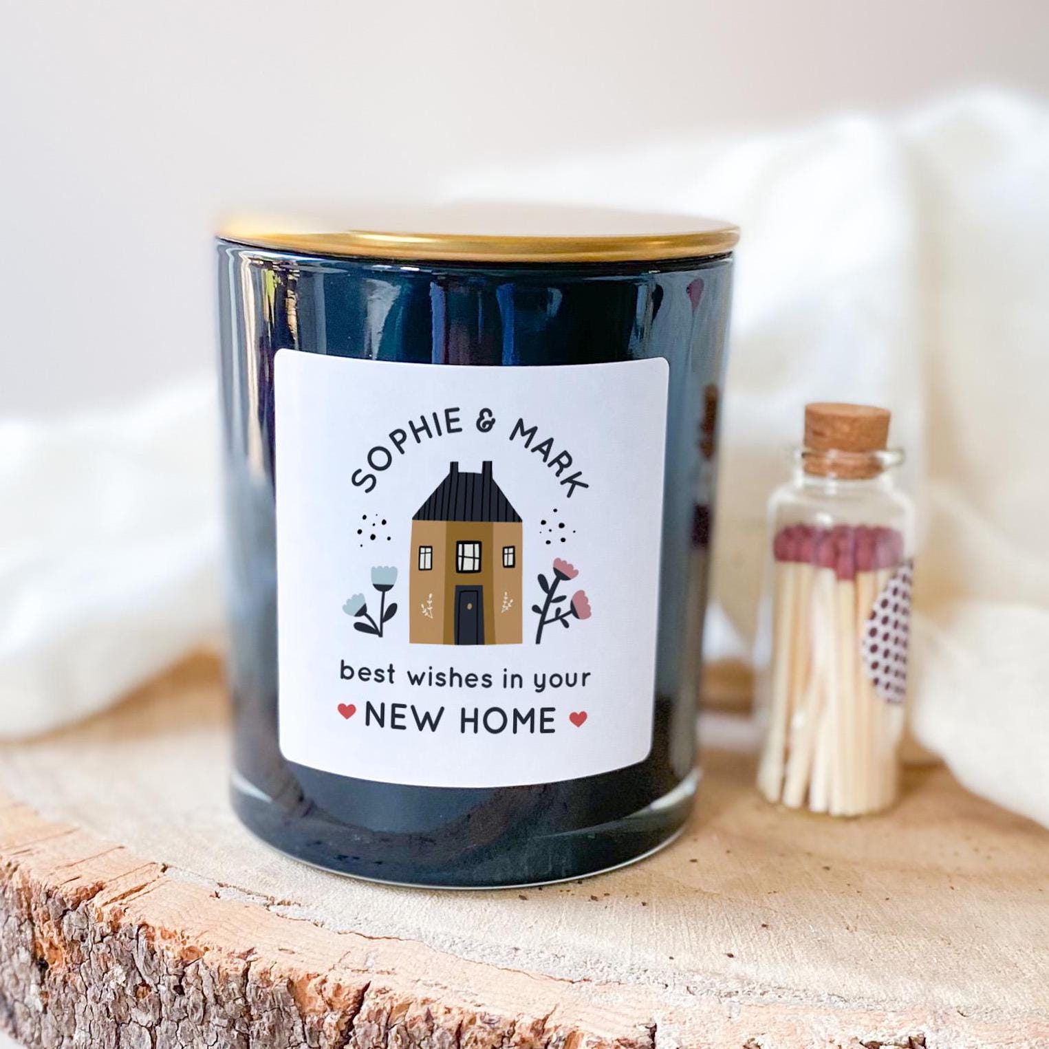 Personalised New Home Scented Soy Wax Candle Housewarming Gift for Couples Friends Family Custom Name Message Vegan Housewarming