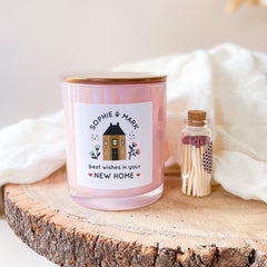 Personalised New Home Scented Soy Wax Candle Housewarming Gift for Couples Friends Family Custom Name Message Vegan Housewarming