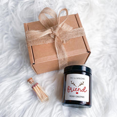 Personalised Scented Candle Christmas Gift for Friend Gift Set for Best Friends Merry Christmas Cosy Stylish Vegan Xmas Present for Bestie